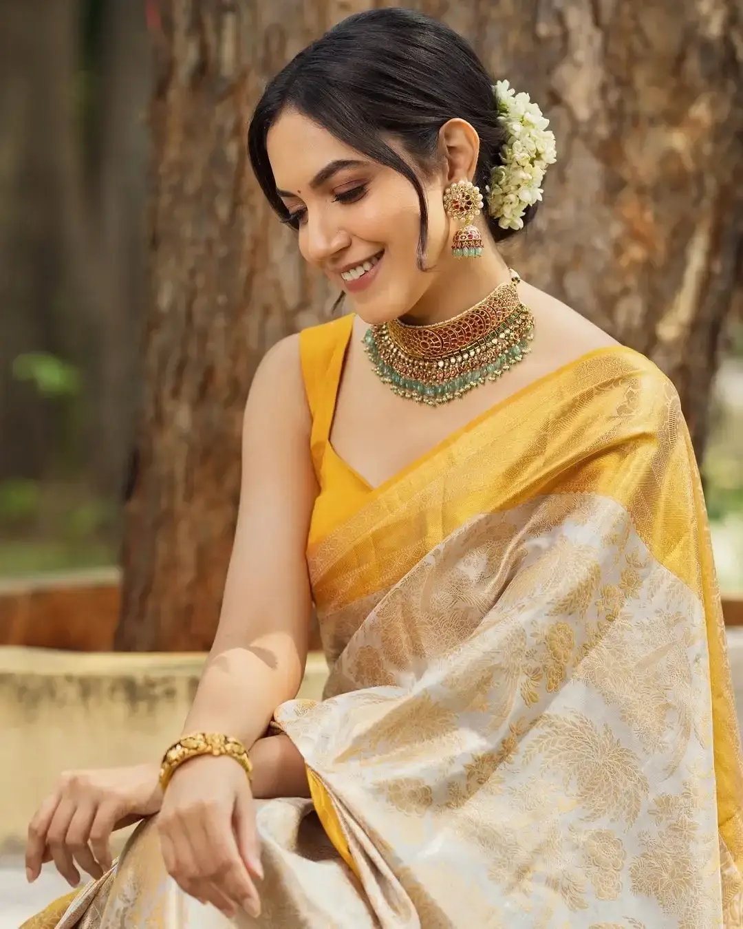 Indian Actress Ritu Varma in Traditional Yellow Saree